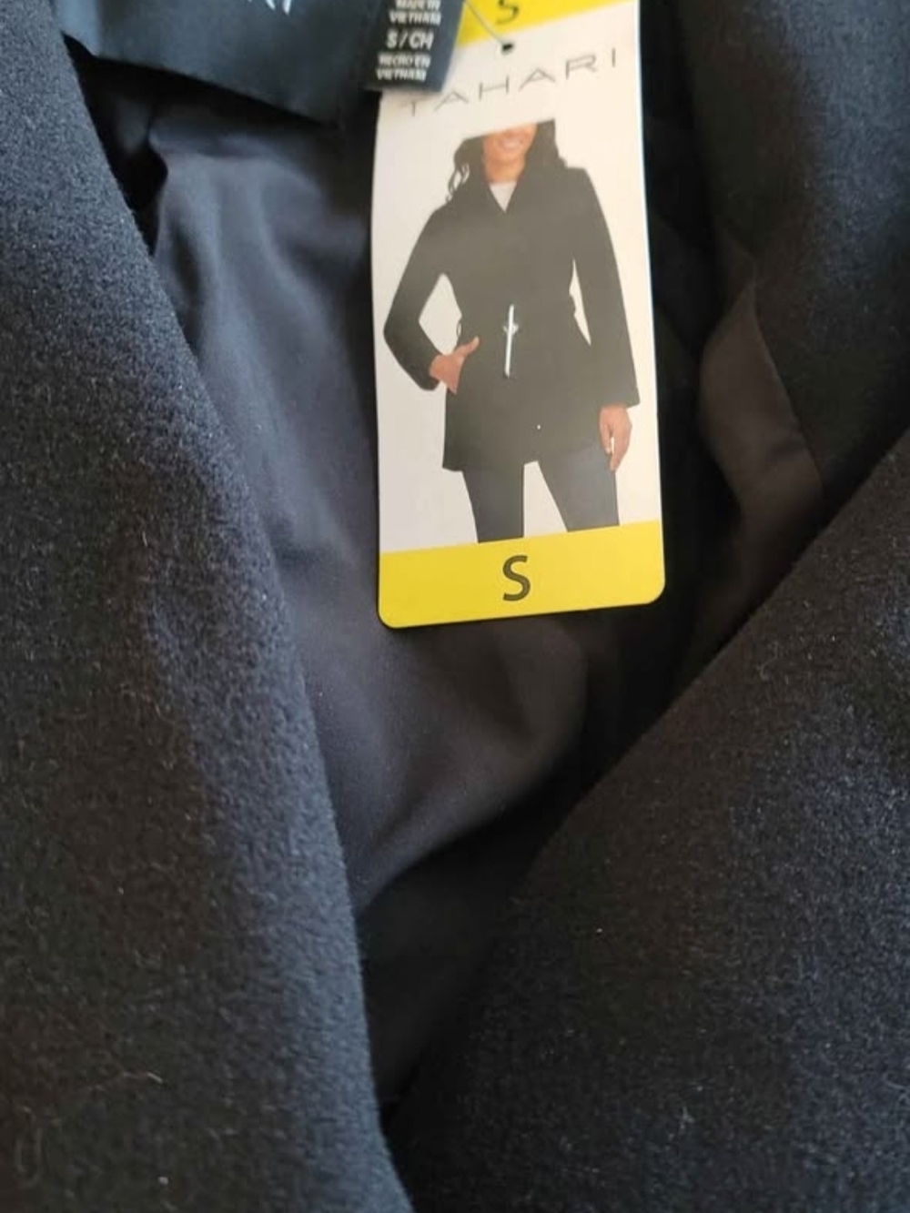 Tahari Black Short Wool-Blend Coat